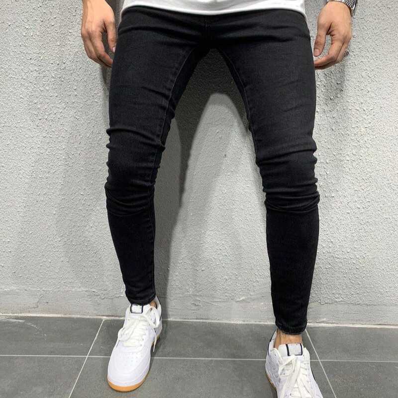 Men Skinny Biker Jeans Blue Classic Pencil Pants Male No Ripped Stretch Denim Trousers Street Casual Business Party Cowboy men 211009