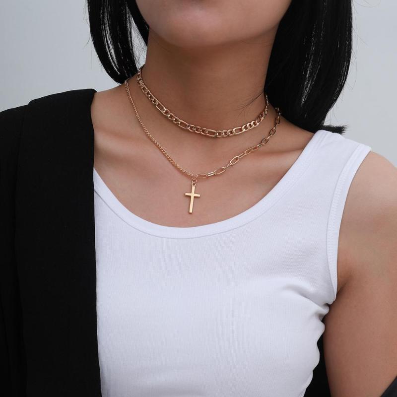 Cross Pendant Chain Choker Necklace Double Layer Gold Color Statement Collar Fashion Party Jewelry Drop Chokers, Golden;silver
Cross Pendant Chain Choker Necklace Double Layer Gold Color Statement Collar Fashion Party Jewelry Drop Chokers, Golden;silver