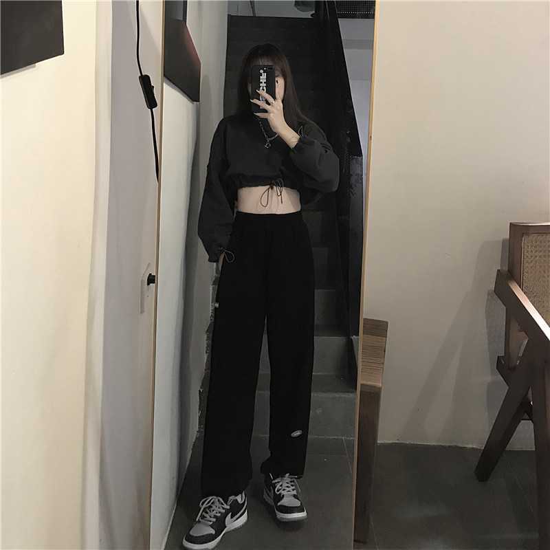 Yedinas Women Trousers Plus Size Soft High Waist Pants Loose Joggers Wide Leg Sweatpants Streetwear Korean Casual Basic Pant 4XL 210527