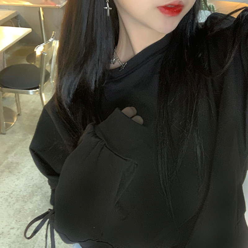 5 Soild colors spring autumn korean style Women Lace up Sweatshirts Thin sweatshirt Womens pullovers (F4231) 210423