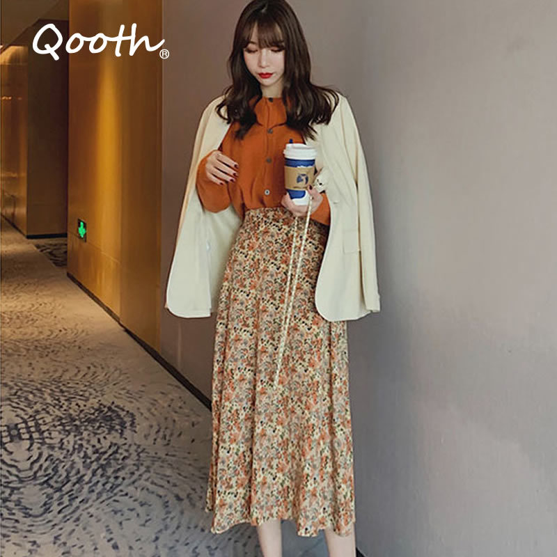 Qooth Summer Autumn Women Floral Printed A Line Vintage Casual Skirts Midi Calf Chiffon Skirt Female Skirts QT104 210518, Orange
Qooth Summer Autumn Women Floral Printed A Line Vintage Casual Skirts Midi Calf Chiffon Skirt Female Skirts QT104 210518, Orange