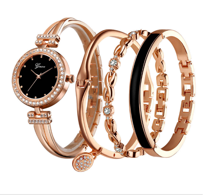 Hot Selling Luxury 4 Pieces Sets Womens Watch Diamond Fashion Quartz Watches Delicate Ladies Wristwatches Bracelets GINAVE Brand
Hot Selling Luxury 4 Pieces Sets Womens Watch Diamond Fashion Quartz Watches Delicate Ladies Wristwatches Bracelets GINAVE Brand