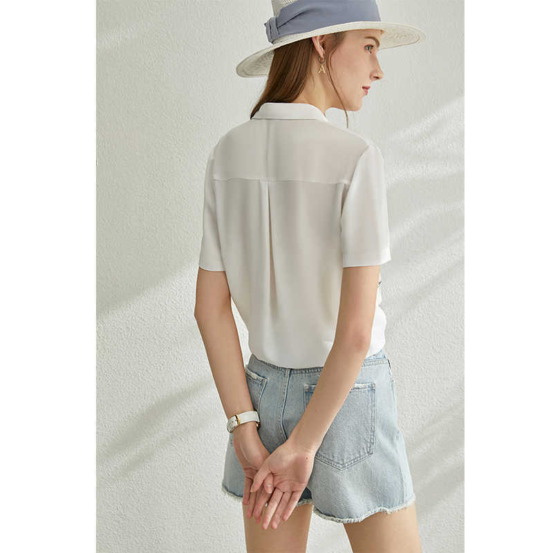 Minimalism Spring Summer Printed Women Blouse Causal Chiffon Lapel Single-breasted Female Shirt Tops 12080035 210527