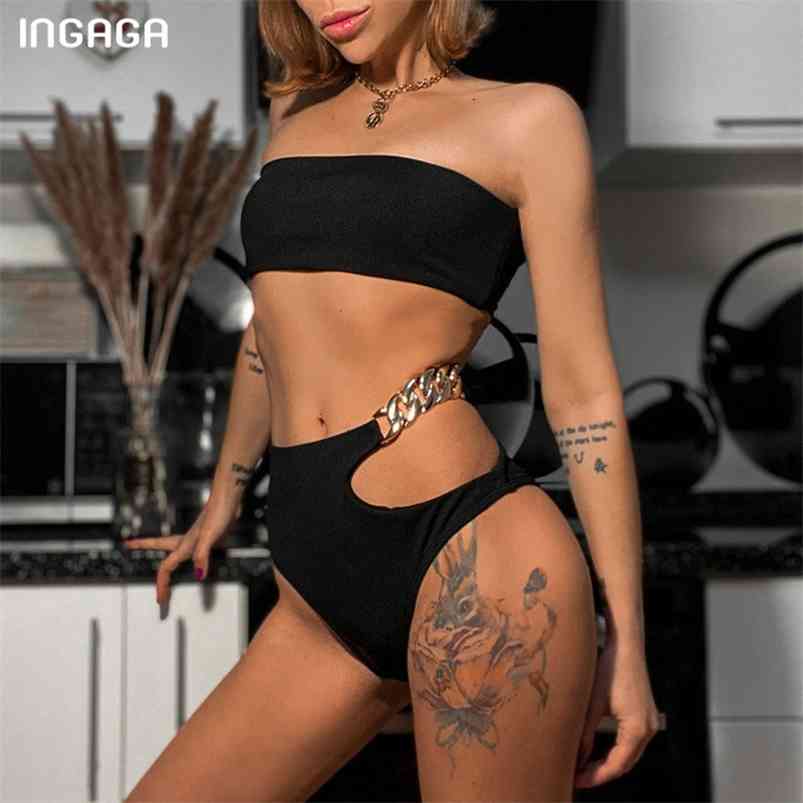 INGAGA Bandeau Bikinis High Waist Women's Swimsuits Ribbed Swimwear Cut Out Biquini Sexy Chain Bathing Suits Bikini Set 210629, White
INGAGA Bandeau Bikinis High Waist Women's Swimsuits Ribbed Swimwear Cut Out Biquini Sexy Chain Bathing Suits Bikini Set 210629, White