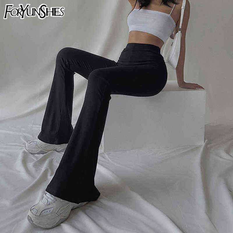 Women High Waist Bell Bottom Pants Autumn Winter Black Slim Fleece Warm Flared Trousers Korean Fashion Harajuku Clothing 211115