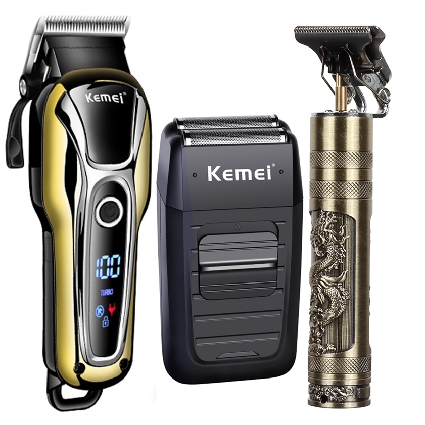 Electric LCD Hair Clipper Trimmer For Men Rechargeable Shaver Beard Barber Cutting Machine Four-Color USB 220216