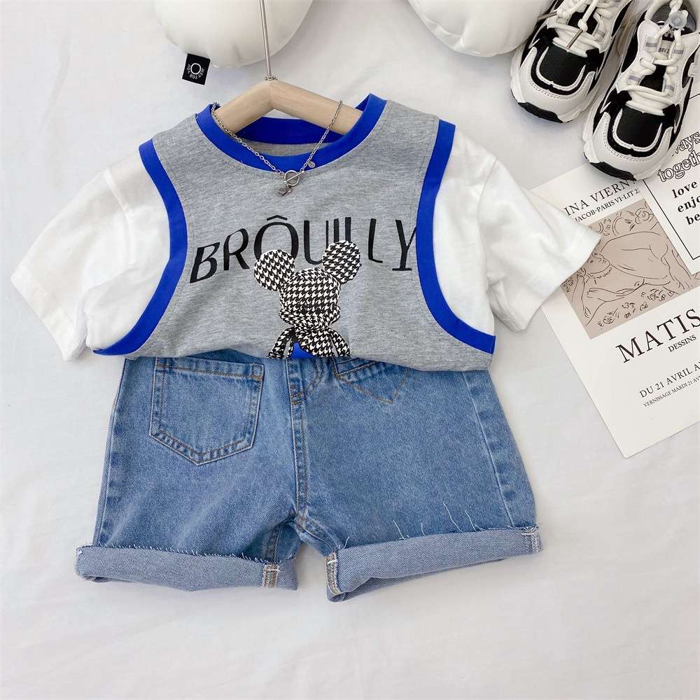 Boys and girls suits Korean children's summer suit boys' short sleeve cartoon pants casual clothes, White
Boys and girls suits Korean children's summer suit boys' short sleeve cartoon pants casual clothes, White