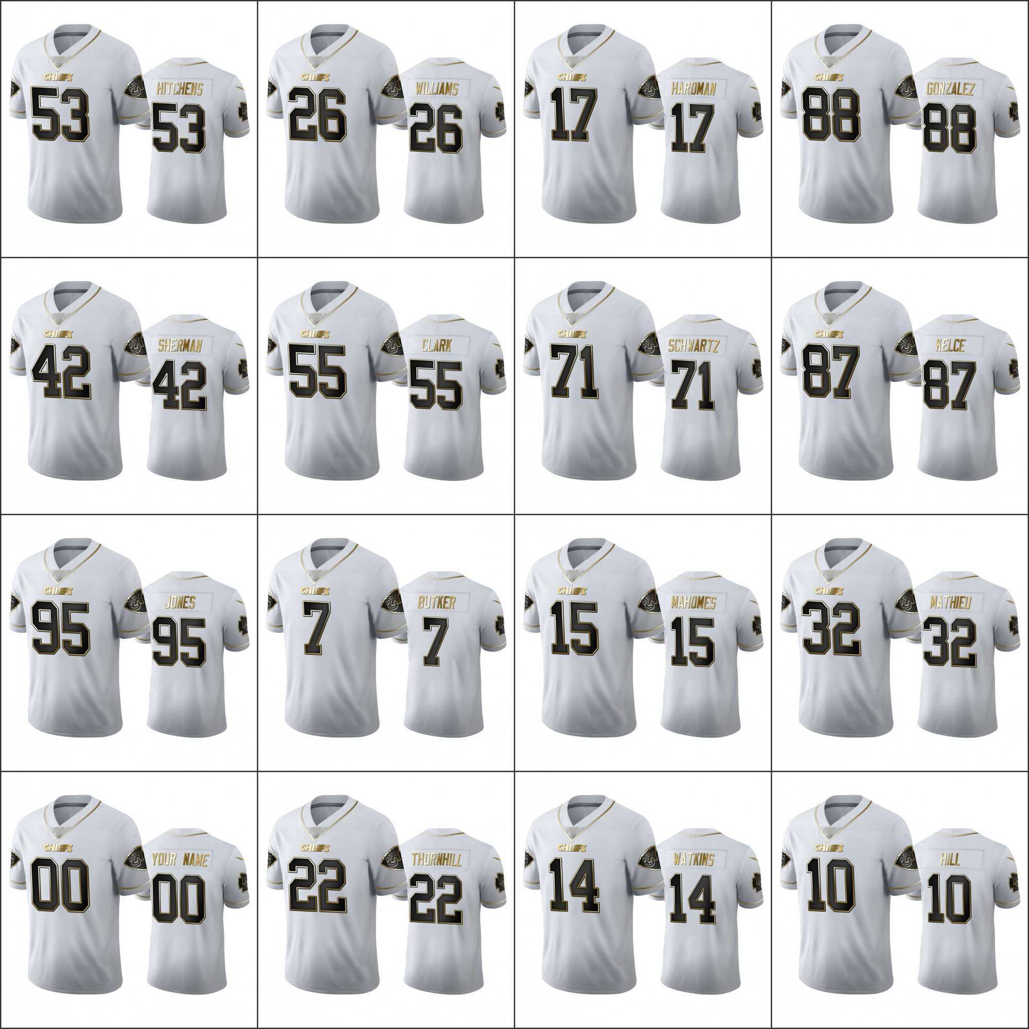 2021 Custom KansasCityChiefsMen #87 Travis Kelce 32 Tyrann Mathieu 10 Tyreek Hill 15 Patrick Mahomes Custom Women Youth White 100th Season Golden
2021 Custom KansasCityChiefsMen #87 Travis Kelce 32 Tyrann Mathieu 10 Tyreek Hill 15 Patrick Mahomes Custom Women Youth White 100th Season Golden
