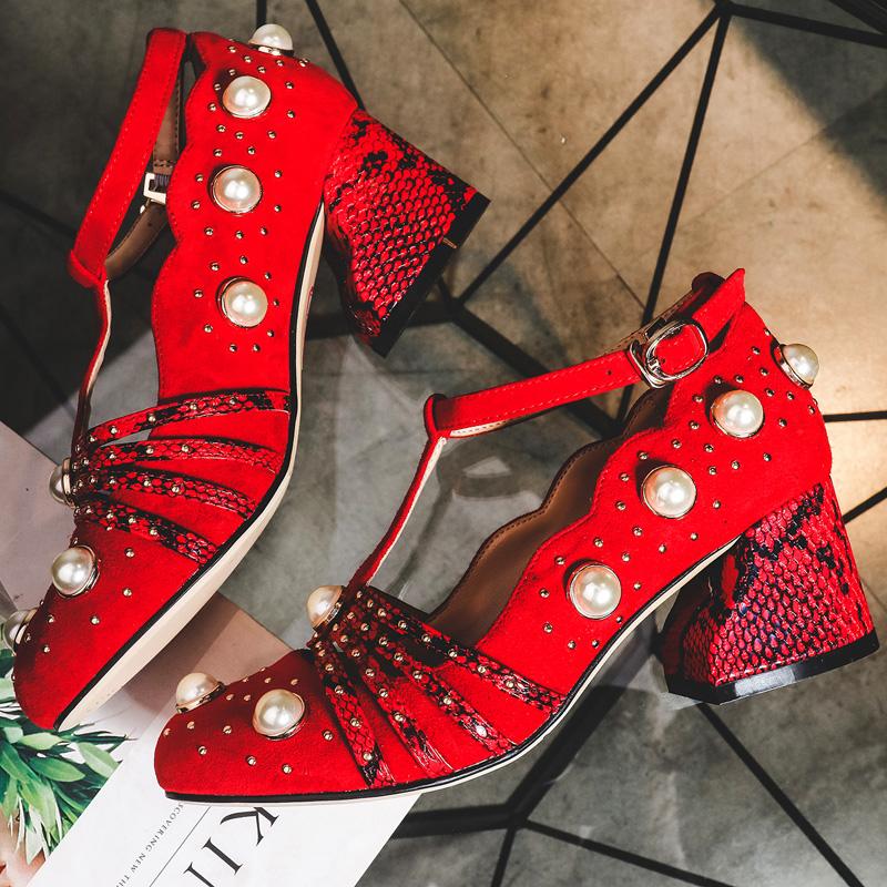 High Heel Women's Shoes Rivet Sheep Anti-velvet Wedding Red Pearl Buckle National Wind Woman Dress, Black
High Heel Women's Shoes Rivet Sheep Anti-velvet Wedding Red Pearl Buckle National Wind Woman Dress, Black