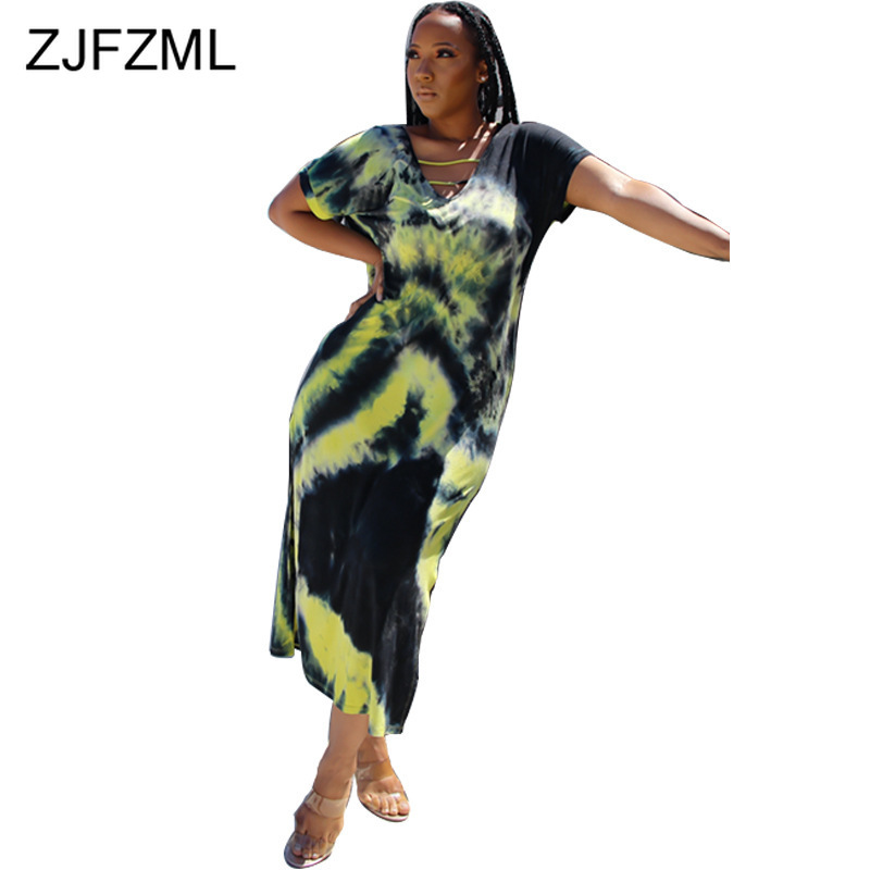 Double Side Split Casual Shirt Dress Women Tie Dyeing Print High Waist Plus Size Dress Summer V Neck Short Sleeve Beach Vestido 210520, Gray
Double Side Split Casual Shirt Dress Women Tie Dyeing Print High Waist Plus Size Dress Summer V Neck Short Sleeve Beach Vestido 210520, Gray
