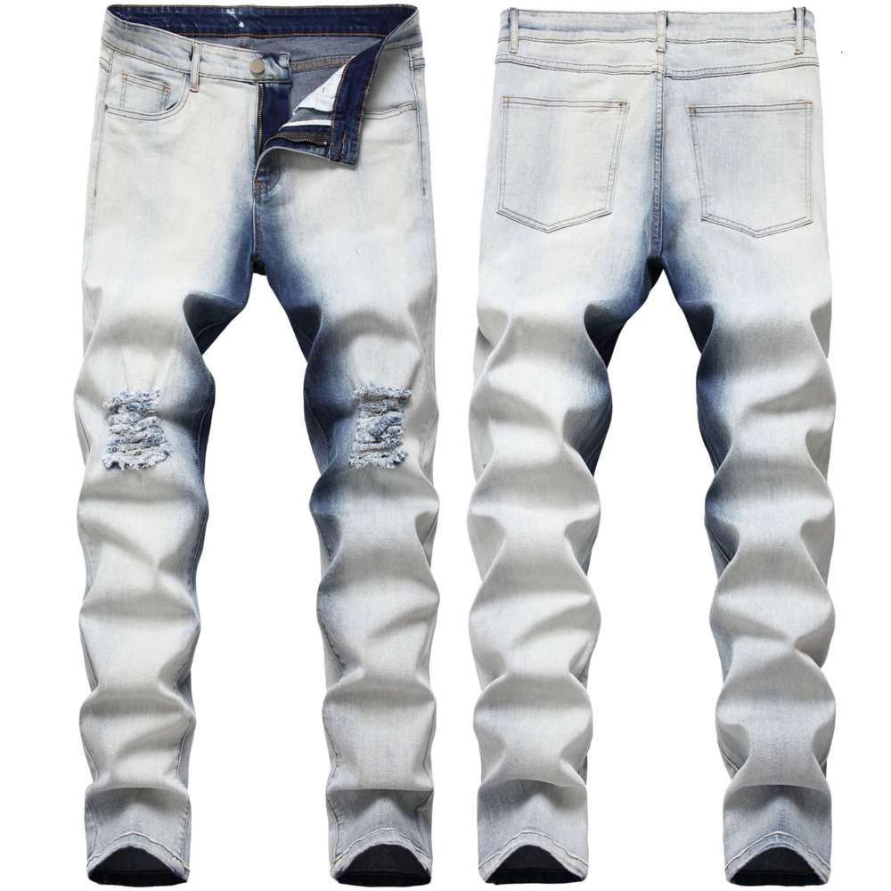Mens Jeans Washed Gradient light color hole Ripped Slim Fit High Quality Fashion Casual Straight Jeans For Men Denim Trousers, Blue
Mens Jeans Washed Gradient light color hole Ripped Slim Fit High Quality Fashion Casual Straight Jeans For Men Denim Trousers, Blue