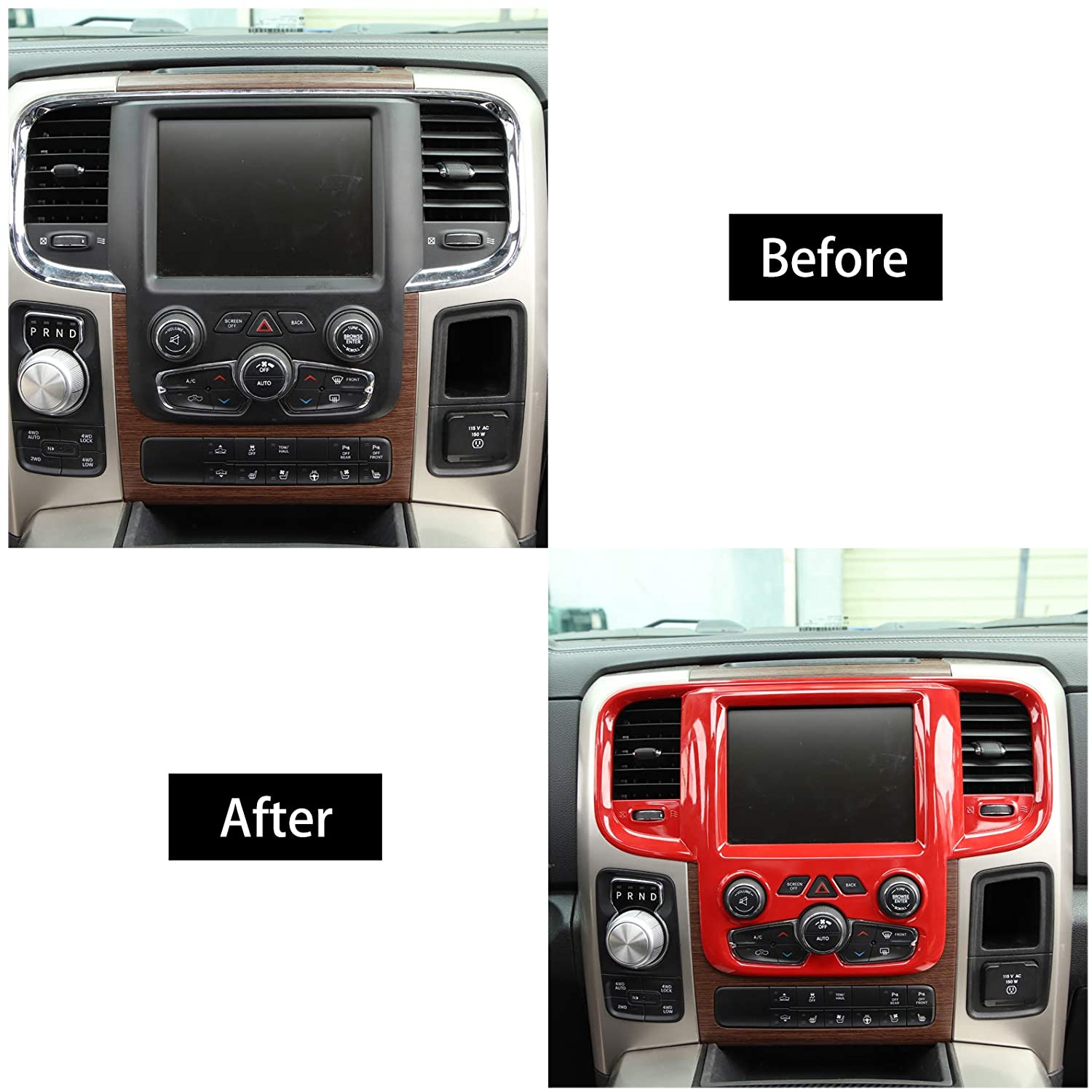 ABS Car Central Control Navigation Panel Dcoration for Dodge RAM 1500 11-17 Interior Accessories Red