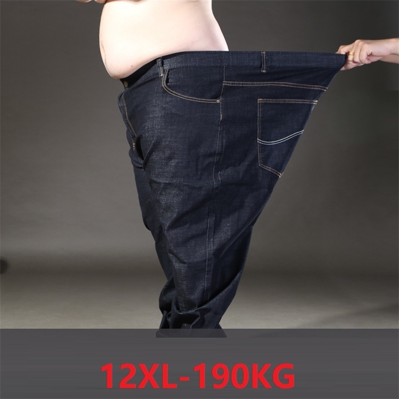 plus size 12XL 190kg Winter jeans men Trousers pants oversize 70 jeans Elasticity straight cotton pants big size jeans black 68 211011