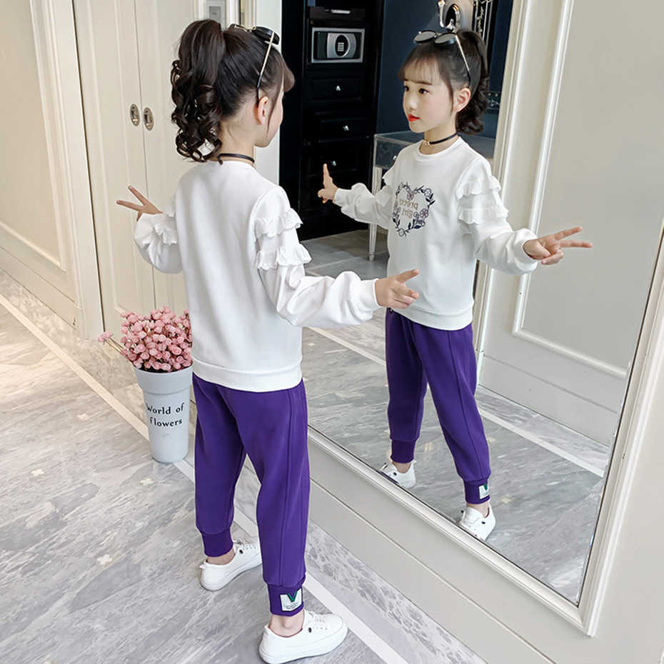Girls Sweatshirts Lace Flral Children's Clothing Letter Pattern Baby Hoodies Clothes for Kids 210527