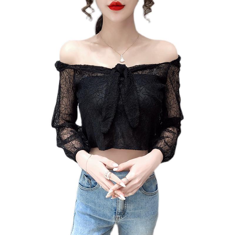 Women' Blouses & Shirts Elegant Lace V-Neck Blouse Shirt Sexy Hollow Out Bowtie Cropped Tops Feminine Women Long Sleeve -L, Black
Women' Blouses & Shirts Elegant Lace V-Neck Blouse Shirt Sexy Hollow Out Bowtie Cropped Tops Feminine Women Long Sleeve -L, Black
