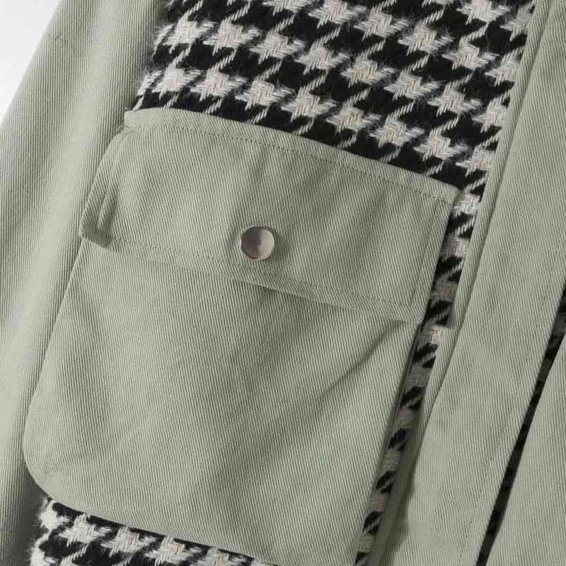 Vintage Women Patchwork Short Jackets Autumn Fashion Ladies Streetwear Coats Stylish Girls Oversize Outfits Chic 210430