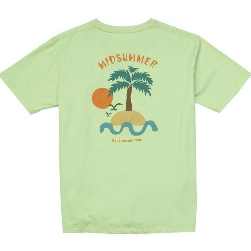 summer coconut palm print t-shirt men fashion holiday vacation thin breathable 100% cotton tees plus size tshir 210629