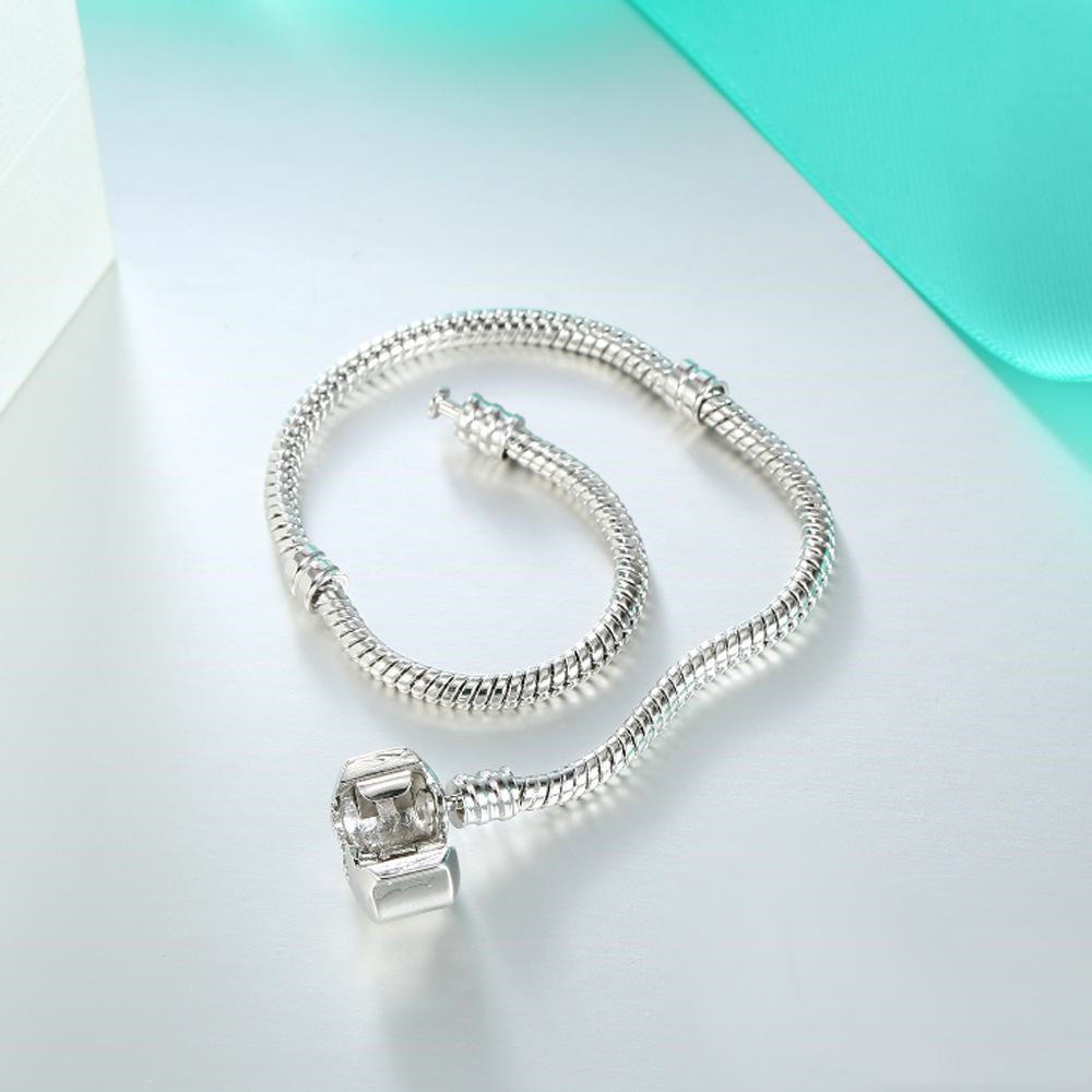Silver Plated Bracelets Women Snake Chain Charm Beads For Beads Bangle Bracelet Children Gift