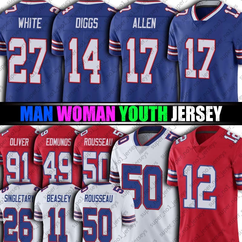 50 Gregory Rousseau Bill 17 Josh Allen jersey Buffalo 27 TreDavious White 14 Stefon Diggs jerseys Cole Beasley Jim Kelly Oliver Micah Hyde, Woman custom (bie) s-xxl
50 Gregory Rousseau Bill 17 Josh Allen jersey Buffalo 27 TreDavious White 14 Stefon Diggs jerseys Cole Beasley Jim Kelly Oliver Micah Hyde, Woman custom (bie) s-xxl