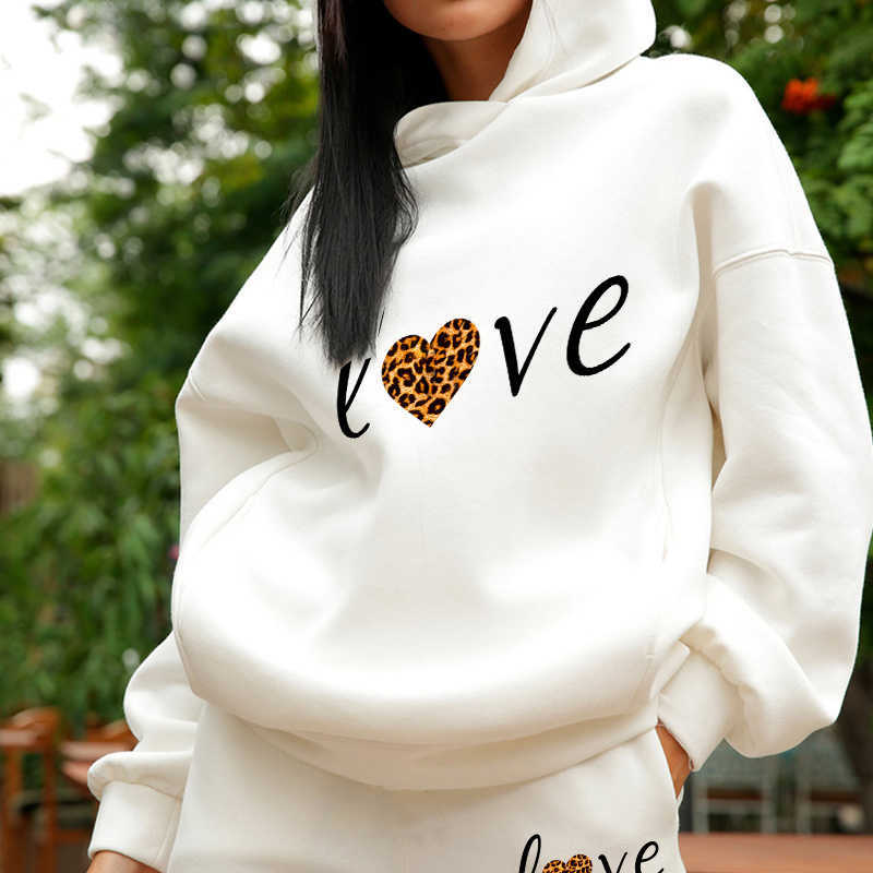 Letter Print Two Piece Set Oversized Hoodie Women's Tracksuit Fleece Long Sleeve Hooded Suit Female Casual Sportwear Pants Sets 210709