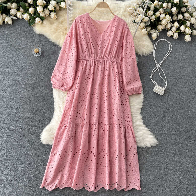 DEAT Women Dress Round Neck Short sleeve Arrivals Lady Sexy Fashion Spring Summer 11D558 210709
