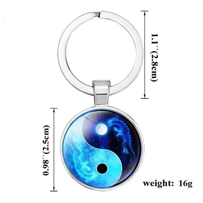 Key Rings Chinese Style Accessories Yin Yang Tai Chi Eight Diagrams Cat Footprints Time Ring Chain