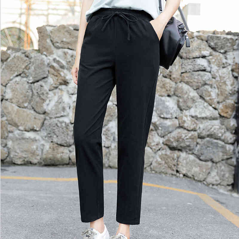 Spring Summer Thin Cotton Linen Trousers Pencil Pants Women Casual Elastic High Waist Pants Female Pantalon Femme 10067 210518