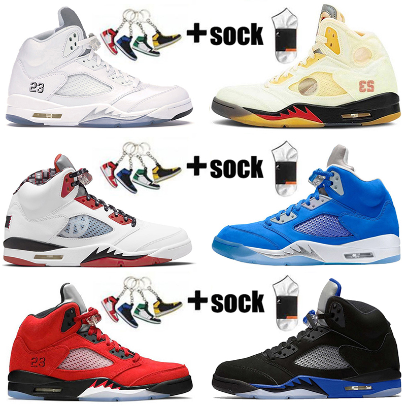 With Box Womens Mens Basketball Shoes Retro 5s Jumpman Off Air Jordan 5 White Sail Raging Bull Bluebird Race Blue Stealth Alternate Grape Sports Sneakers Trainers, D39 alternate grape 40-47