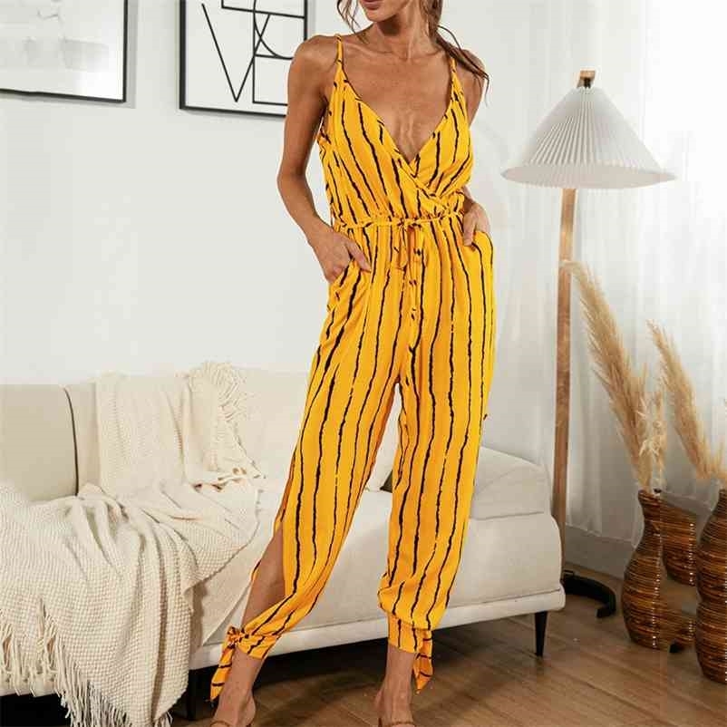 Summer Sexy casual button jumpsuit For womens style sexy V-neck striped suspender lace-up outfit 210517, Dark-blue
Summer Sexy casual button jumpsuit For womens style sexy V-neck striped suspender lace-up outfit 210517, Dark-blue