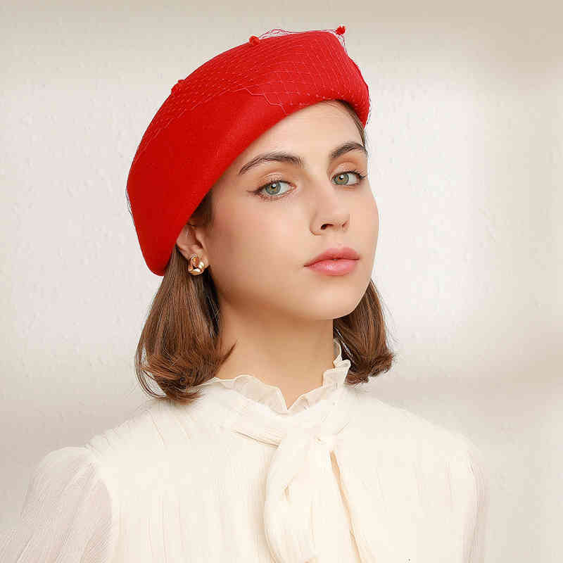 Rongmei Autumn and Winter Wool Beret Women's Fashion Cold Hat British Painter's Bud