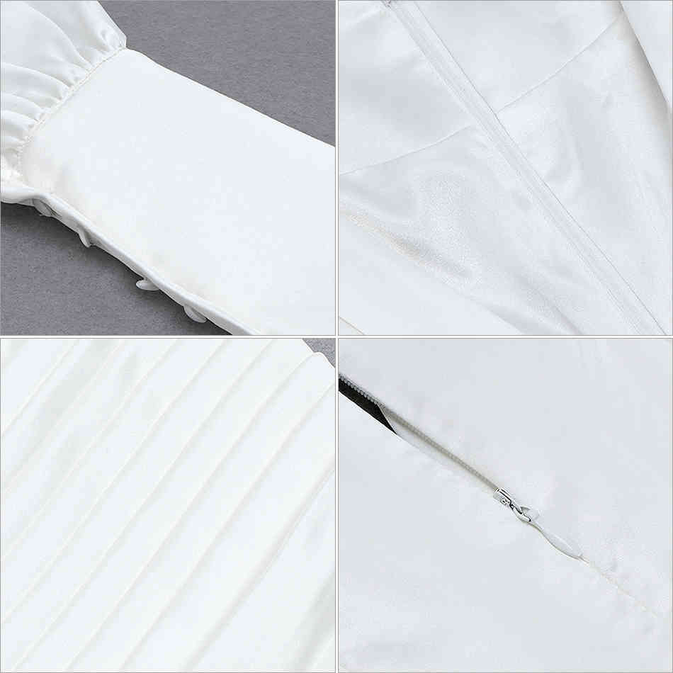 Summer Women's Fashion White V Neck Club Jumpsuits Sexy Full Sleeve & Long Pants Evening Casual Ladies 210423