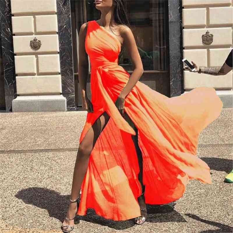 Z-zoux Women Dress Bandage Irregular Off Shoulder Dress Plus Size Sexy Long Summer Dresses Women New Fashion Women Clothes 210325