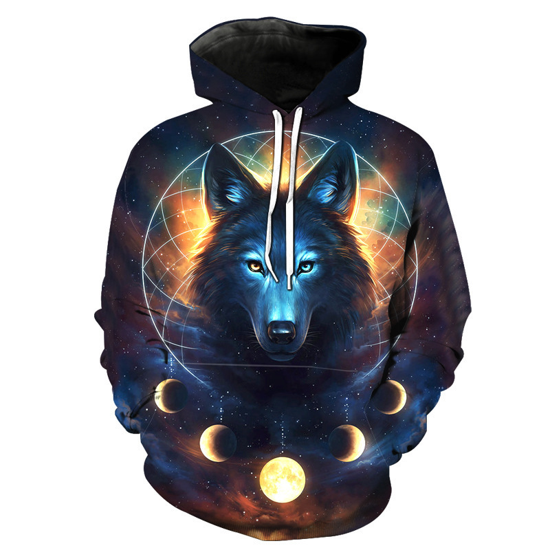 New animal wolf 3D digital printing Hoodie Pullover loose long sleeve couple' wear in autumn and winter of 2021, Light moon wolf guard
New animal wolf 3D digital printing Hoodie Pullover loose long sleeve couple' wear in autumn and winter of 2021, Light moon wolf guard
