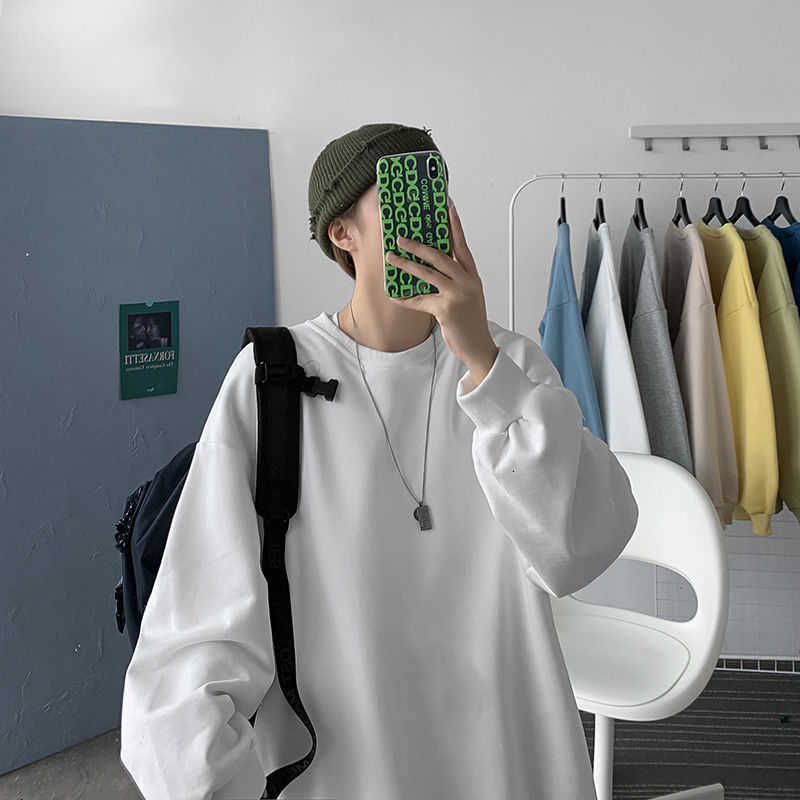 PR Men's Solid Color Casual Sweatshirts Autumn Woman Oversize Korean Streetwear Hoodies Fashion Long Sleeve Pullovers 210730