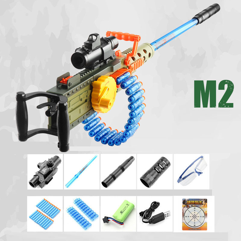 M2 M249 Soft Bullet Chain Toy Gun Blaster Pistol Boy Birthday Gift CS Fighting Game Safety Suction Plate