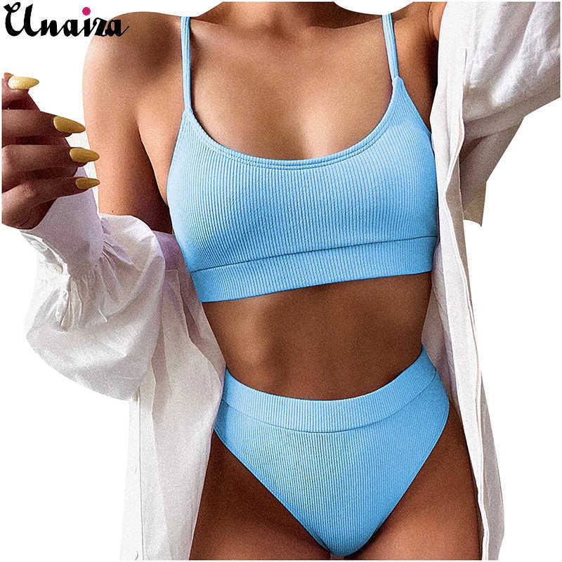 Unaiza Swimwear Women Swimsuit Sexy Push Up Micro Bikinis Fashion Womens Solid Color Bikini Pad Beachwear Set 210611