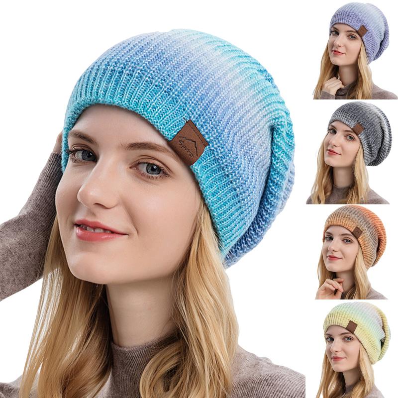 Berets Autumn Winter Gradient Color Knitted Hat Female Skullies Beanies Warmer Outdoor Cold Proof Cap Thickened Fashion Tie Dye
Berets Autumn Winter Gradient Color Knitted Hat Female Skullies Beanies Warmer Outdoor Cold Proof Cap Thickened Fashion Tie Dye