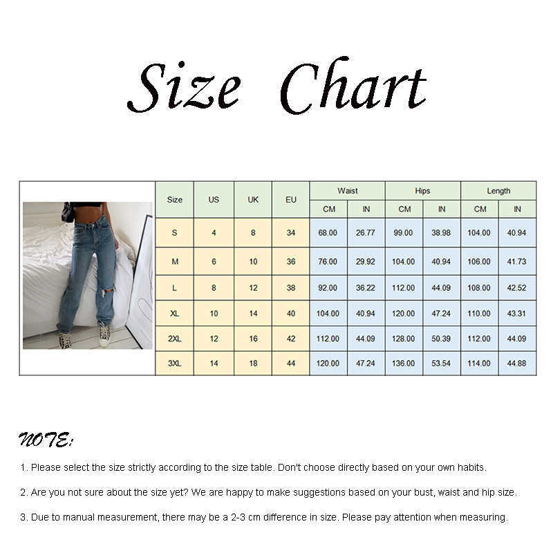 Denim Ripped Jeans For Women Cargo Pants Mom Jean High Waist Fashion Holes Thin 's Baggy Long trousers 210809