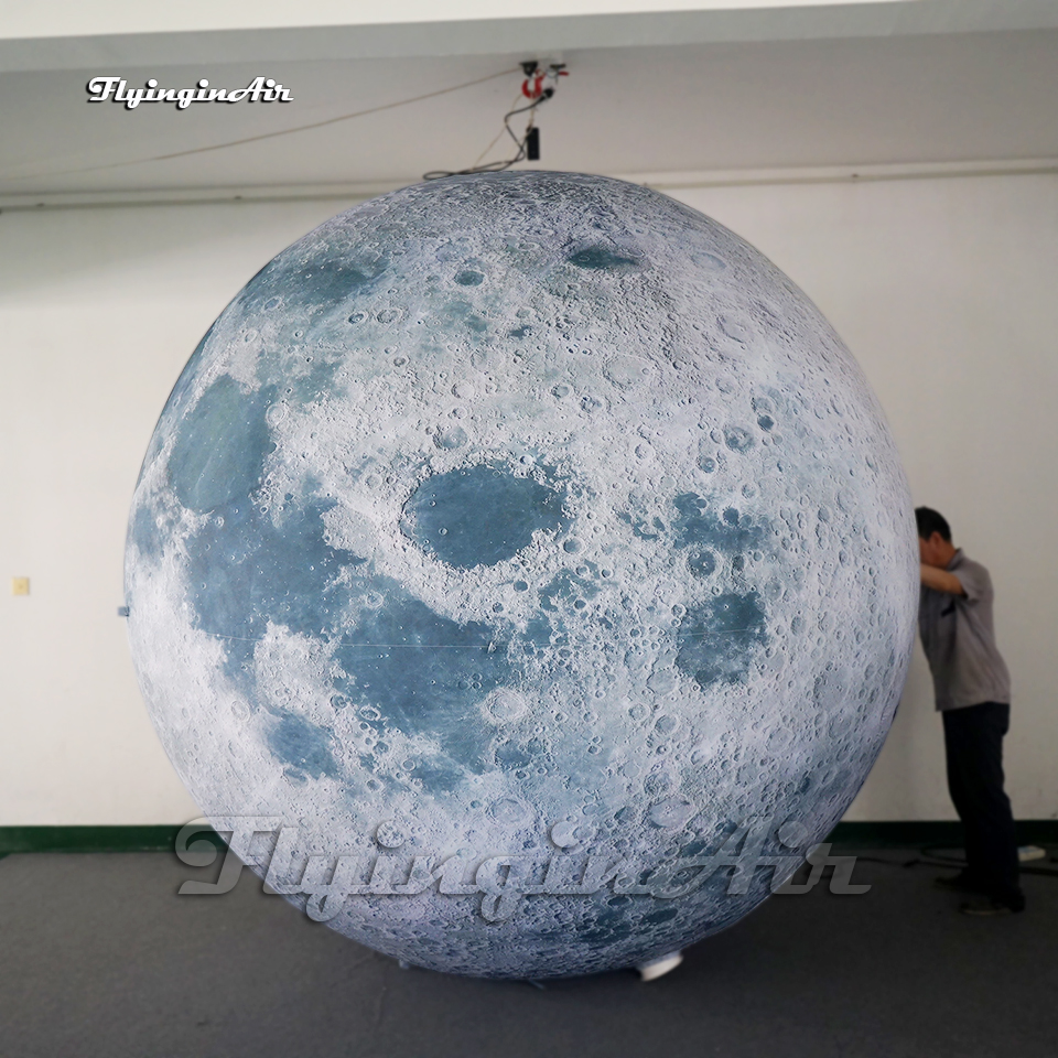 Personalized Lighting Inflatable Moon Planet Balloon Full Printing Globe Ball Hanging/Ground Air Blown Satellite Model For Concert And Club Party Deco