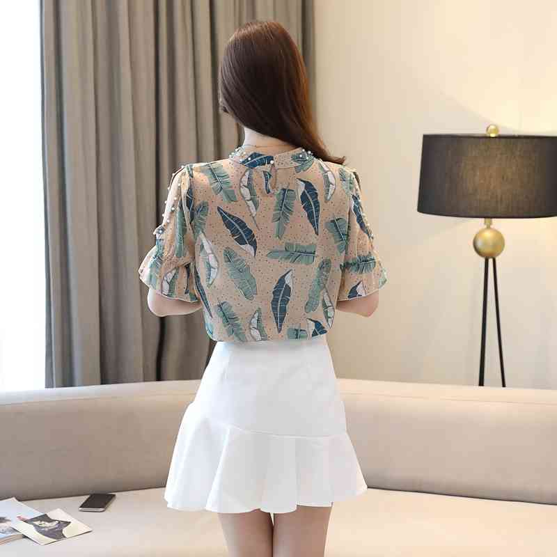 Casual Short Sleeve Print Tops Fashion Woman Blouses Clothes Summer Chiffon Blouse Shirt Blusa Feminina 8955 50 210506