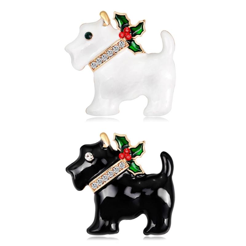 Épingles, Broches Année de Noël Chiot Dog Broche Broche Strass SHINESTONES MODE Echarpe Corsage Cadeaux Cadeaux LX9E