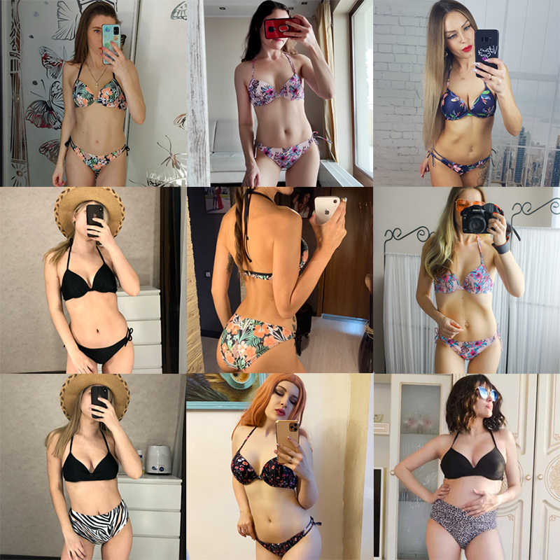 Plus Size Sexy Bikini Floral Print Swinsuit Swimwear Women Low Waist Push Up Set Beachwear Brazilian Biqiuni Summer 210629Z