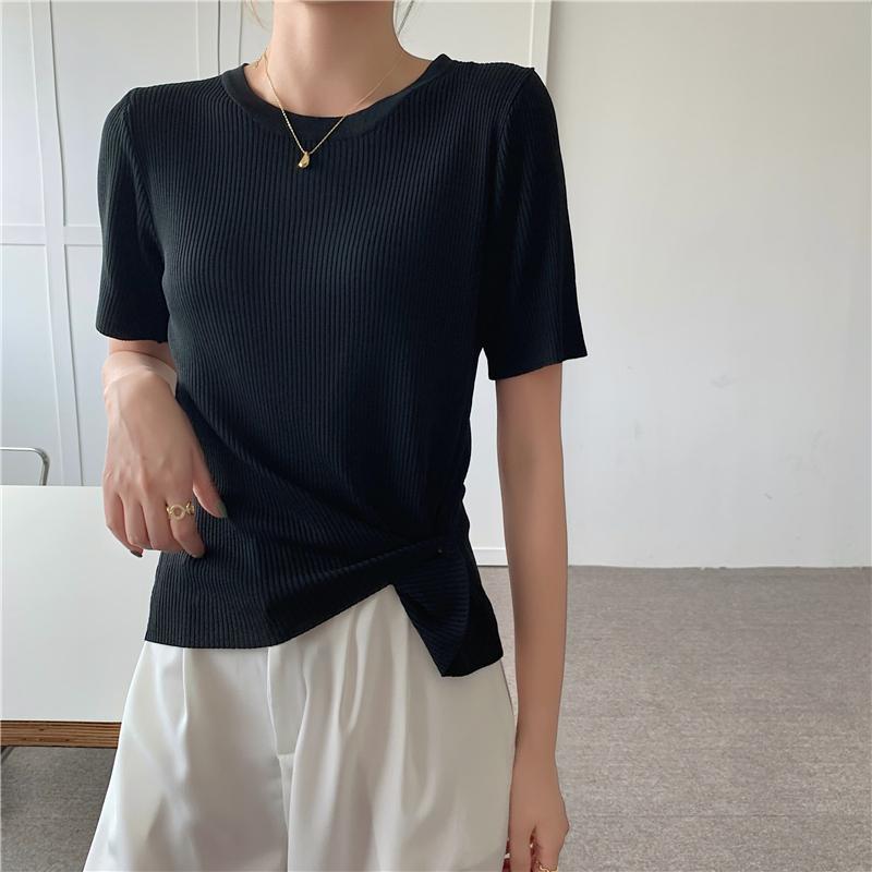 Women's T-Shirt Round Neck Short-sleeved 2021 Summer Bottoming Shirt Korean Casual Slim Slimming All-match Knitted Ladies Top, Orange
Women's T-Shirt Round Neck Short-sleeved 2021 Summer Bottoming Shirt Korean Casual Slim Slimming All-match Knitted Ladies Top, Orange