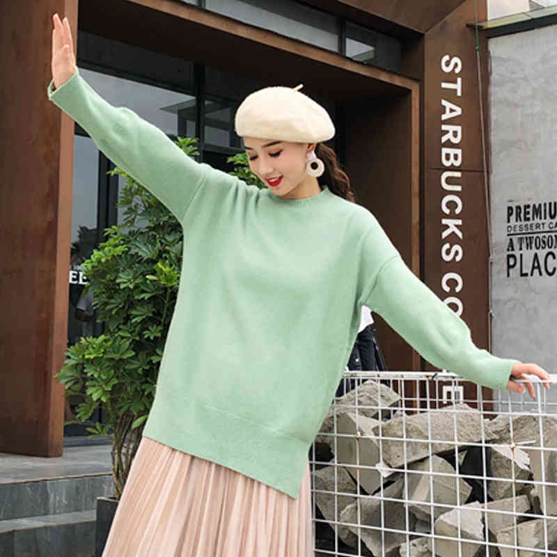 Fashion Autumn Knitted Loose Women Sweater Casual Long Sleeve Soft Bottom Solid O-neck 5200 50 210508