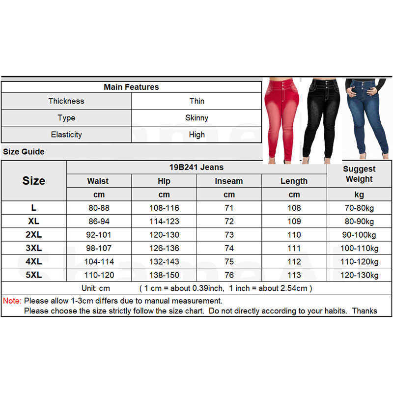 Plus Size Button Up Skinny Black Gray Long Jeans 4XL 5XL Women Spring High Waist Stretch Skinny Thin Denim Pants Lady Trousers 210616