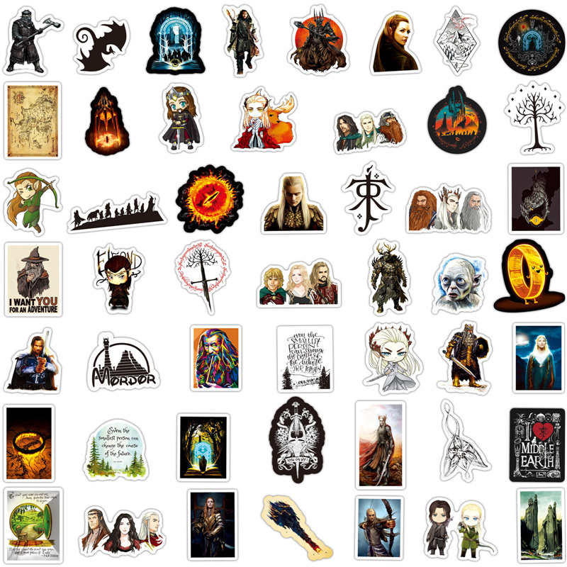 Movie Ho-bbit Poster Graffiti Guitar Sticker 50Pcs Scooter DIY Deacl For Laptop Car Notebook Water Cup Trolley Case Skateboard Helmet Waterproof Stick