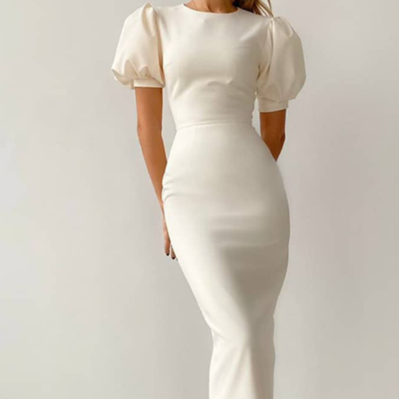 Nomikuma Spring Summer Puff Short Sleeve Women Dress Fashion Elegant Bodycorn Dresses Korean High Waist Dresses 6G245 210427