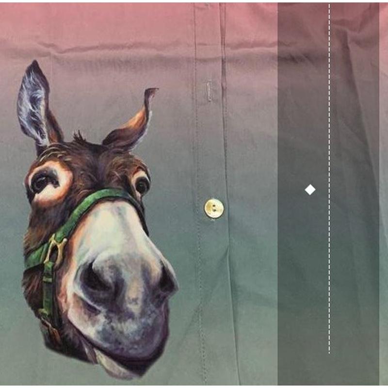 Autumn Women's Shirts Gradient Streetwear Donkey Print Loose Ladies Tops Long Sleeve Oversized Summer Female Casual Top Blouses &