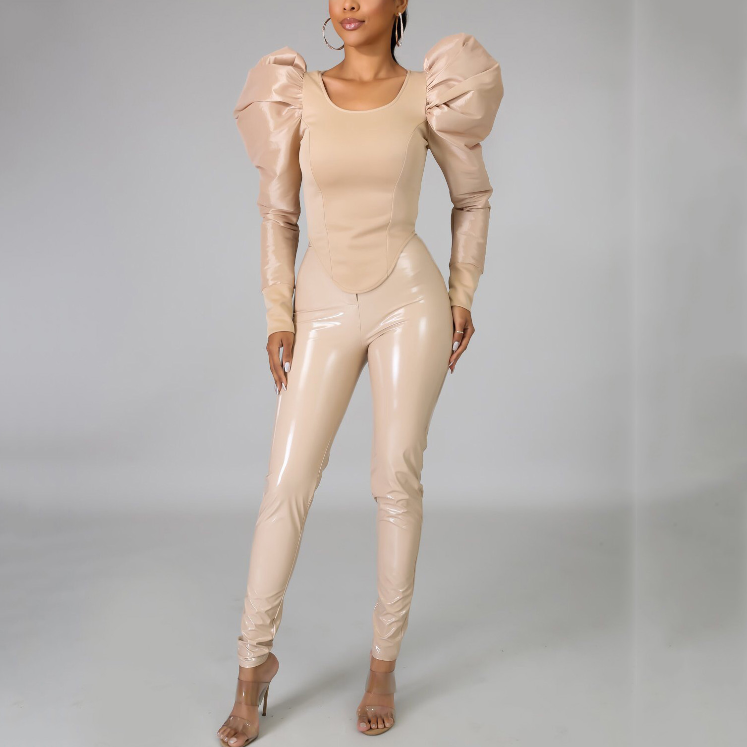 Long Sleeve Blouse For Women Pink Puff Slim Elegant Work Business Office Lady Wear Tops Shirts 210510