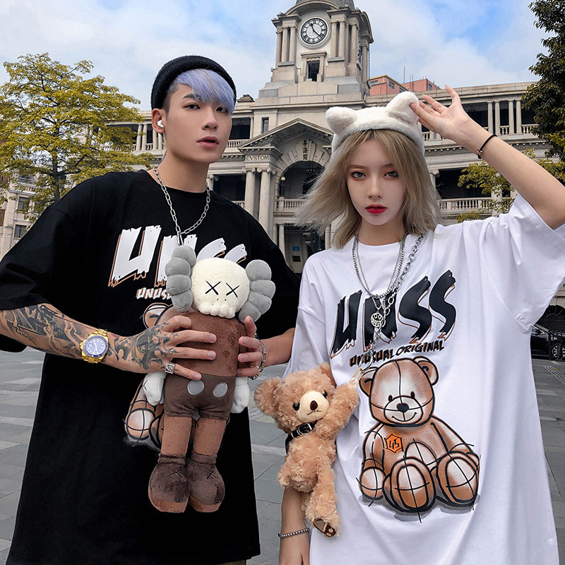 Couple T-shirt 2021 fashion bear short sleeve men and women oversize summer half, White
Couple T-shirt 2021 fashion bear short sleeve men and women oversize summer half, White